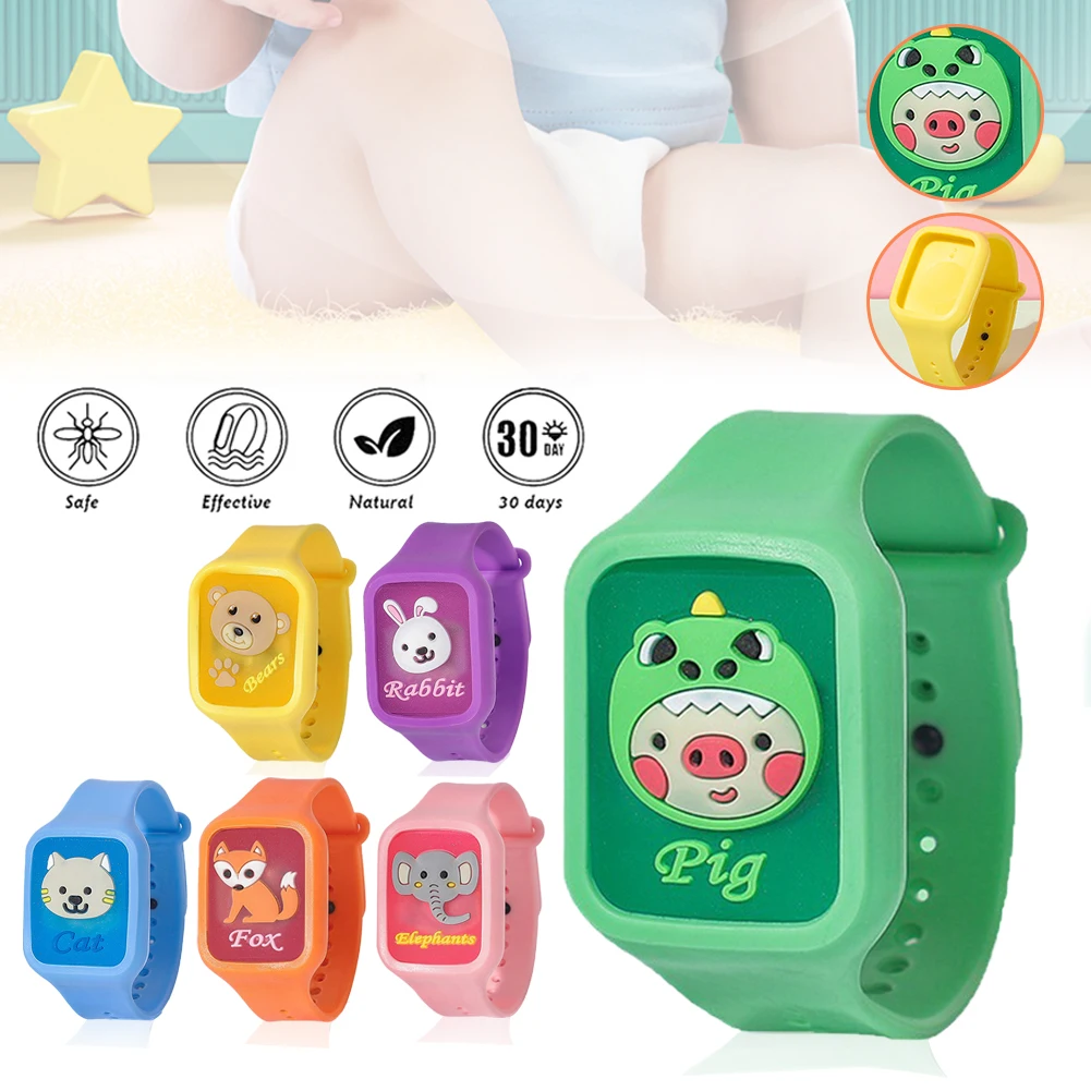 Cartoon Mosquito Repellent children silicone Watch Adjustable Wearable Plant Essential Oil Wristband Killer |