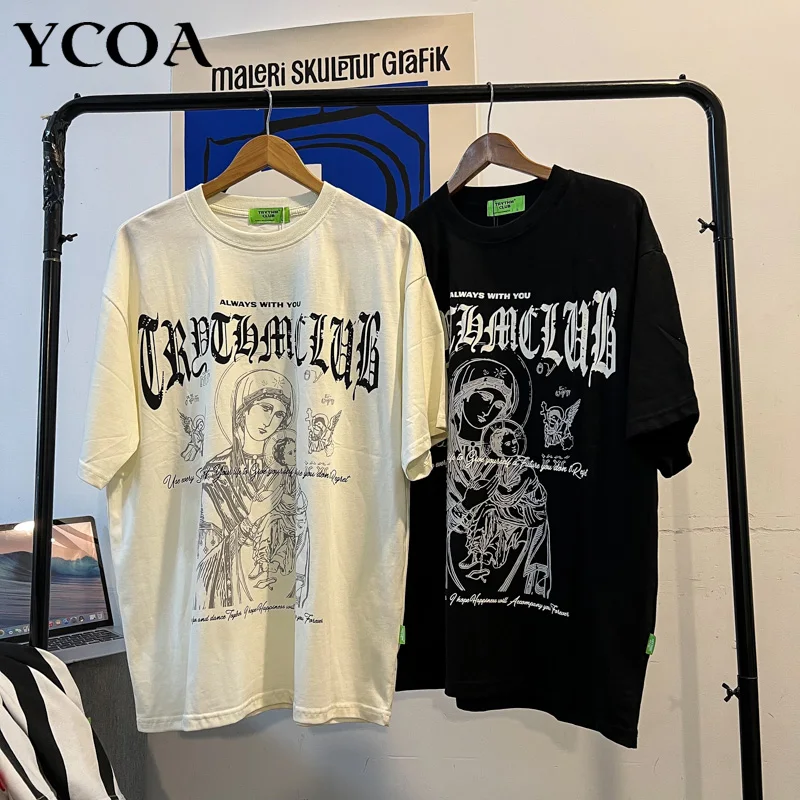 

Oversized T-Shirt Dark Punk Harajuku Goth Graphic Cotton Korean Fashion Y2k Tops Tees Grunge Streetwear Aesthetic Women Clothing