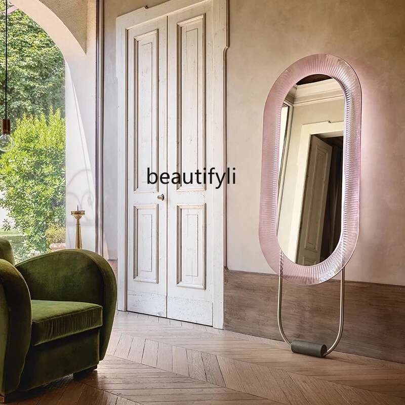 

GY Modern Light Luxury Floor Acrylic Full-Length Mirror Home Bathroom Luminous Wall Hanging Bedroom Dressing Mirror