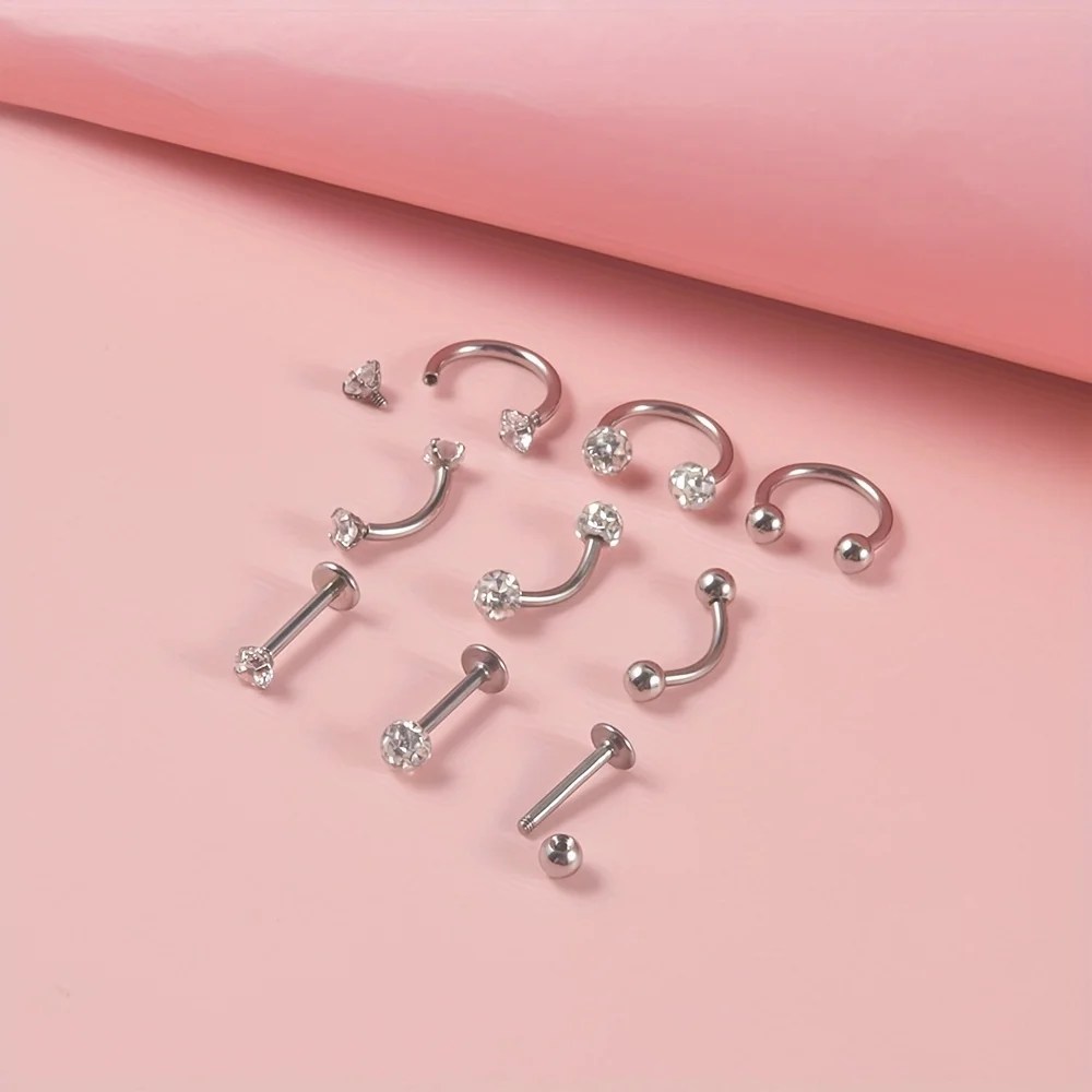 Набор колец для пирсинга губ/носа/бровей инструменты прокола одноразовый