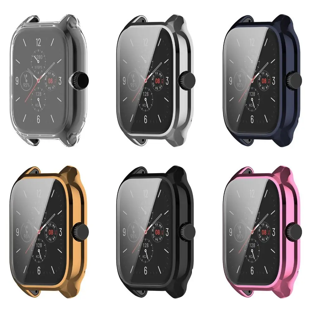 Glossy Soft TPU Case For Amazfit GTS4 GTS 4 3 Smart Watch Bumper Protector Electroplated Protective Frame 360 Full Cover