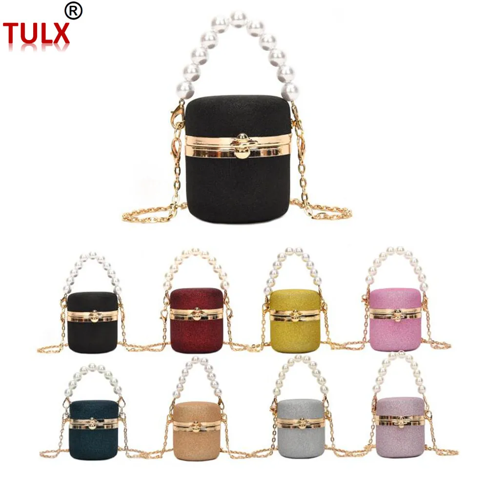 

2023 Женская мини сумка-мешок, новые сумки через плечо с жемчужной цепочкой, женская модная сумка на одно плечо, милые сумочки, мини-кошелек дл...