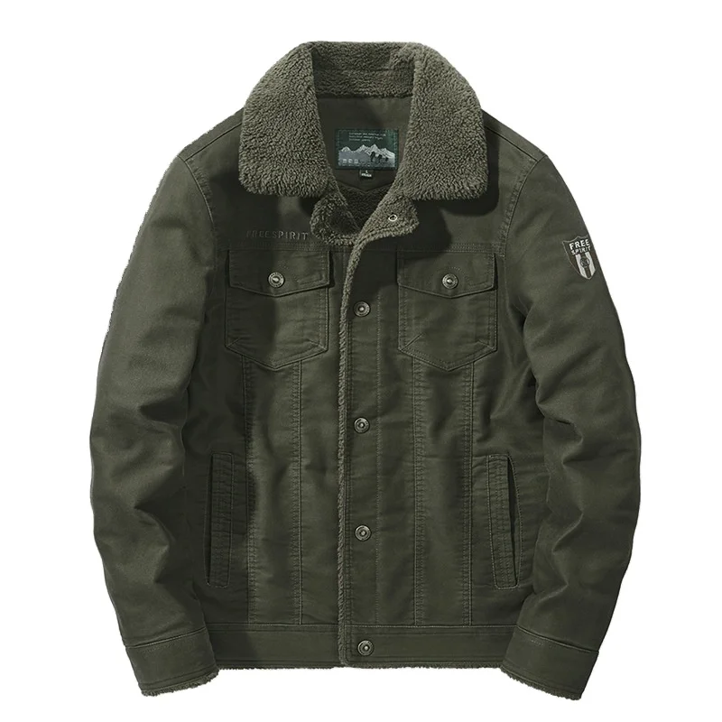 Куртка мужская большого размера с толстым воротником и флисом рабочая одежда для