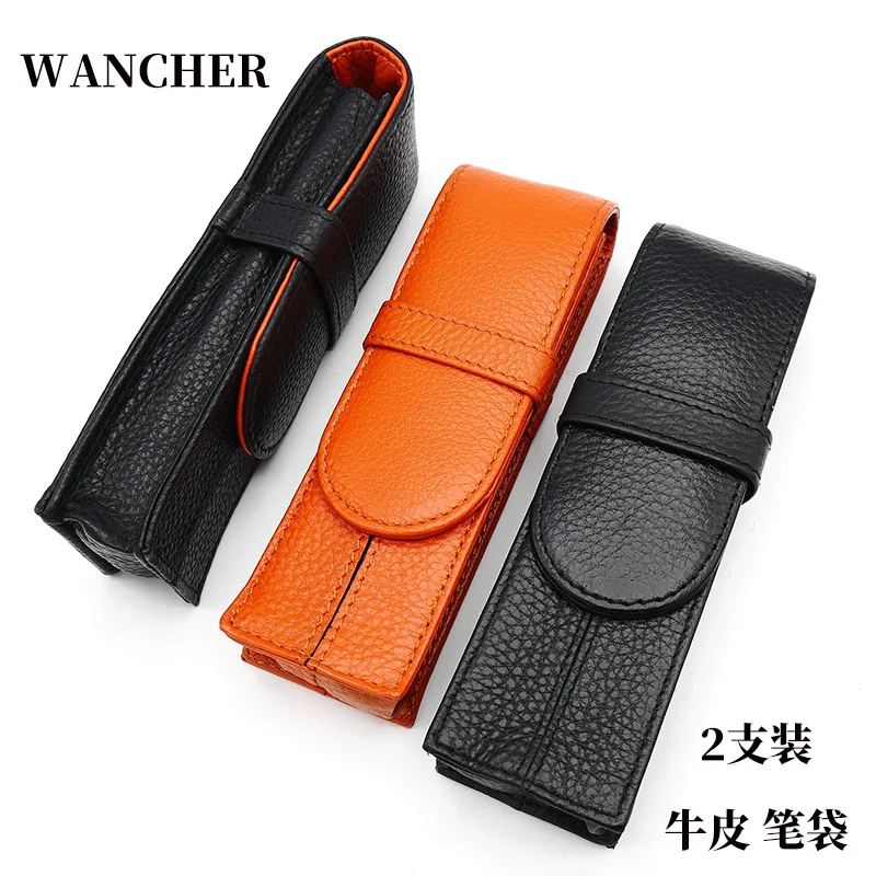 

One Flight 2 Pieces In Cowhide Middle Compartment Pen Case Pen Case Pen Case Black Pen Curtain Brown Stationery Case