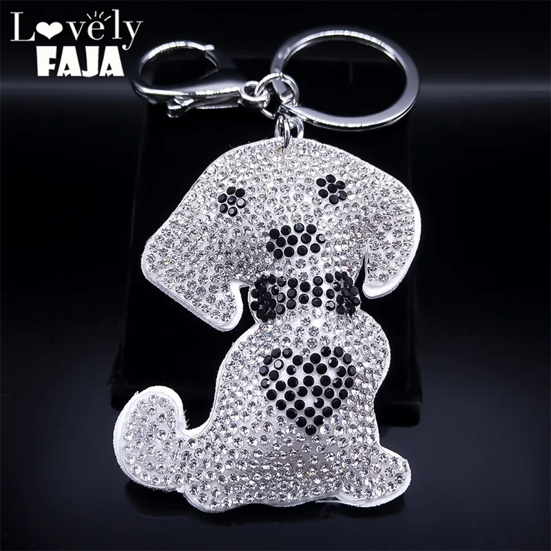 

Cute Dog Heart Love Full Crystal Keychain for Women Men Alloy Rhinestone Animal Key Ring Charms Pet Bag Accessories Jewelry Gift