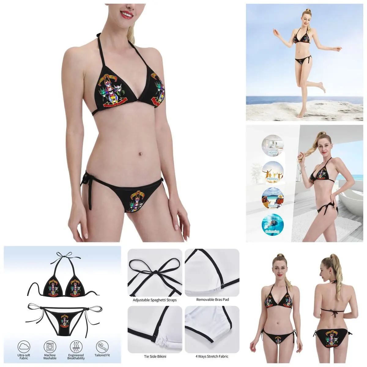 

Anime SAINT SEIYA GNR Bikinis Exotic Triangle Bikini Printed SAINT SEIYA GNR Graphic Briefs Vintage Swimwear swimwear
