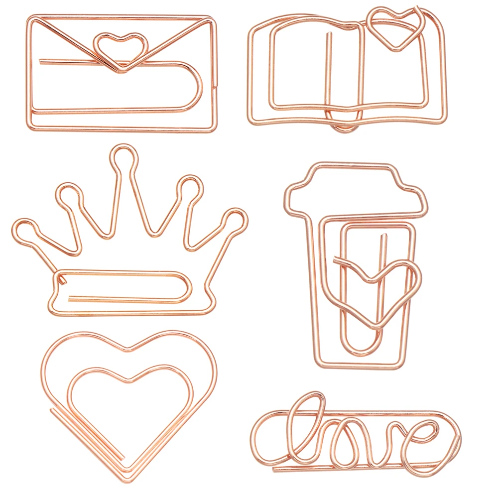 

60Pcs Office Crown Coffee Cup Love Heart Cute Bookmark Paper Clips Clamps Holder