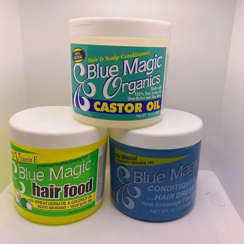 340g Blue Magic Hair Food VitaminE Wheat Germ Castor Oil African Scalp Conditioner Styling Cream Hair Styling Putties