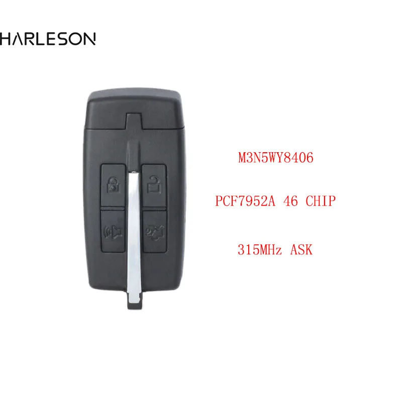 Smart Key For Lincoln MKS MKT Ford Taurus 2009 2010 2011 2012 FCC ID:M3N5WY8406 315MHz ASK 267F-5WY8406 PCF7952A 46 CHIP