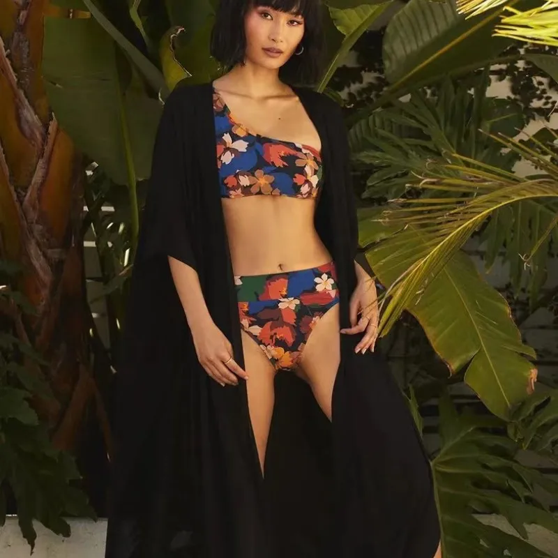 Женский Однотонный Кафтан Пляжное Платье Кардиган С Открытой Передней Частью