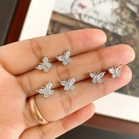 huitan exquisite silver colorgold color butterfly cz stud earrings ear piercing accessories for women fashion earrings jewelry