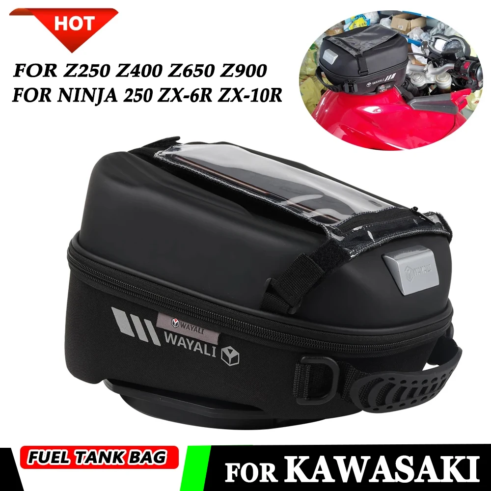 

For KAWASAKI Z250 Z400 Z650 Z H2 SE NINJA 250 650 ZX6R ZX10R Fuel Tank Bag with Tank Adapter Ring Navigation Package Storage Bag