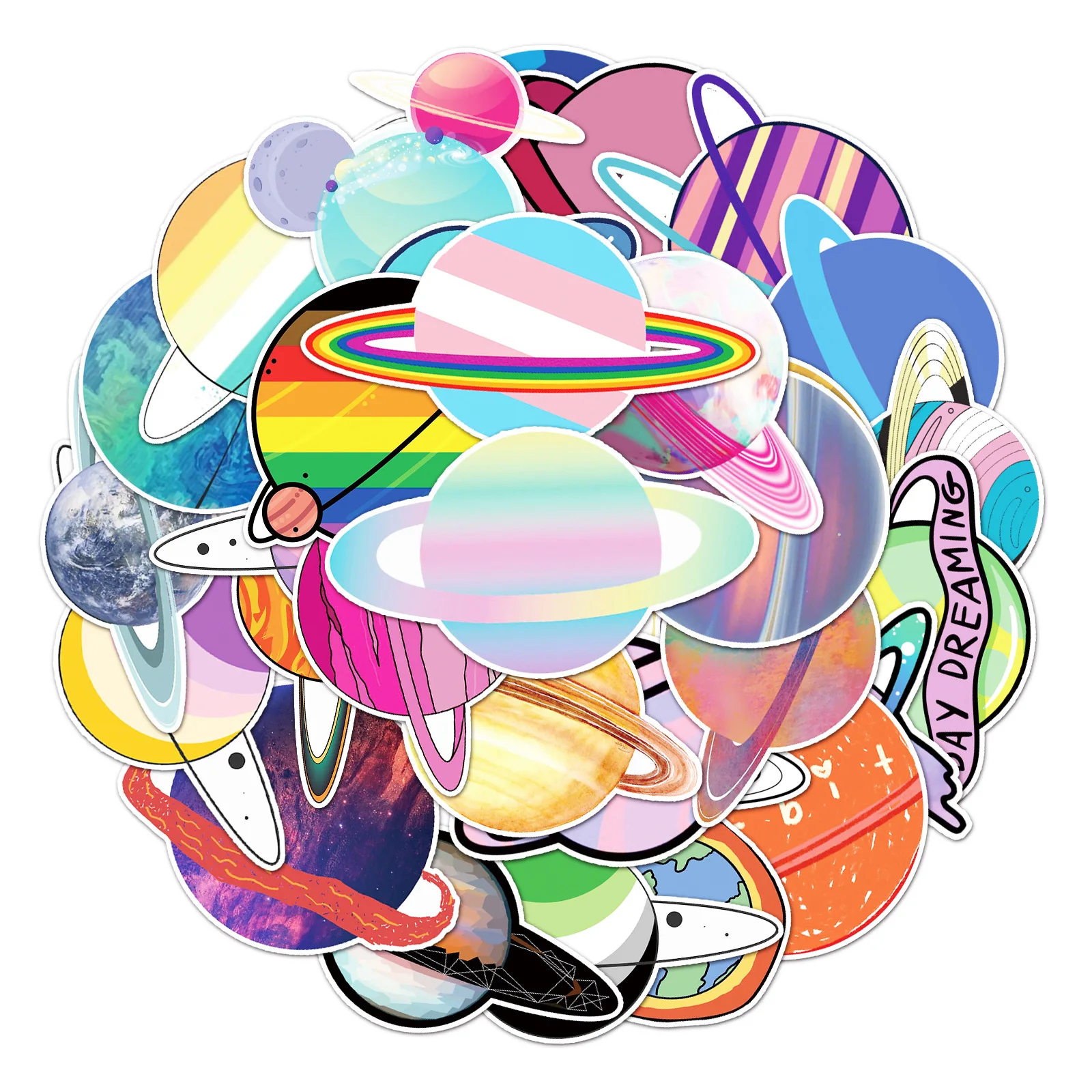 

50 Space Personality Diy Planet Cartoon Graffiti Decoration Luggage Refrigerator Mobile Phone Stationery Box Creative Stickers