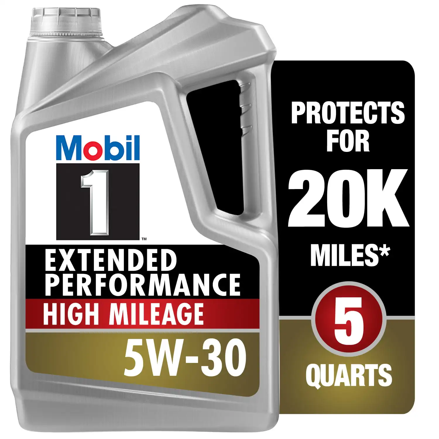 

Mobil 1 Extended Performance High Mileage Full Synthetic Motor Oil 5W-30, 5 qt Engine Oil Gallon Protection