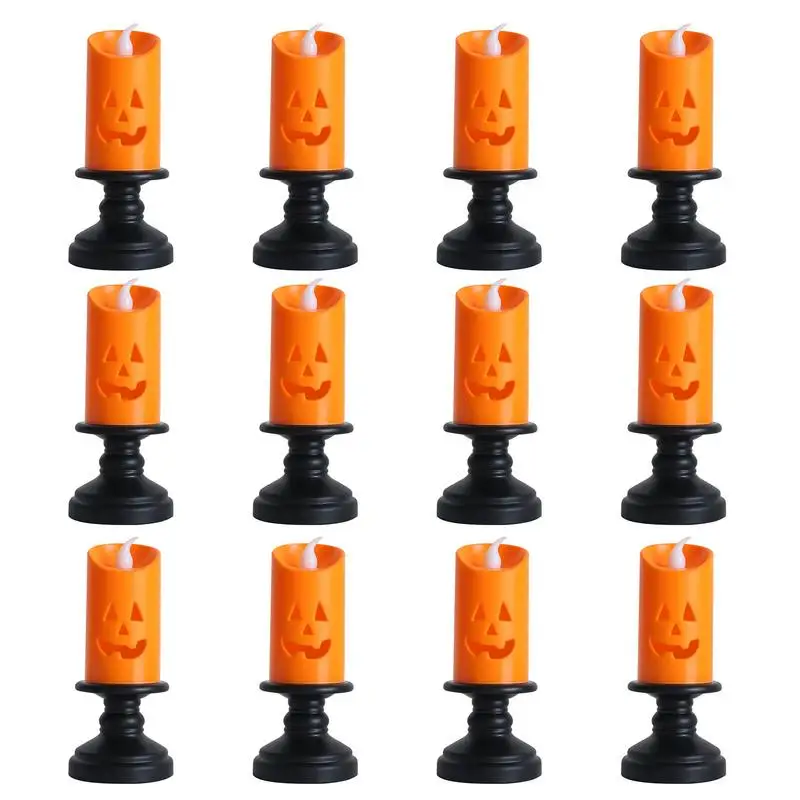 

Подсвечник в виде тыквы на Хэллоуин, 12 шт., подсвечник в виде тыквы на батарейках, подсвечник в виде тыквы со злым лицом, Электрический светод...