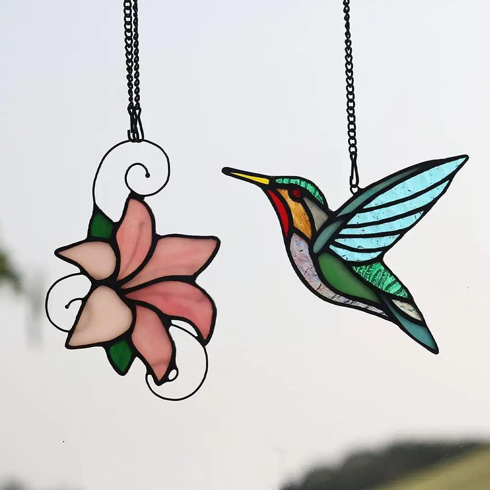 

Acrylic Stained Glass Bird Suncatcher Home Window Wall Garden Living Room Outdoor Decor Ornaments Hanging Pendants Decorati L6N9