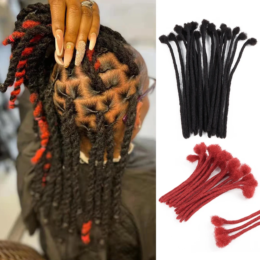 AHVAST-Afro Locs Дреды 0 8 см 100% человеческие волосы наращивание дредов оптовая продажа