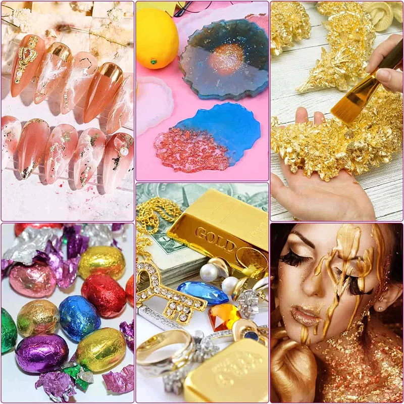 3g Imitation Gold Silver Copper Foil Crumbs Diy Nail Art Bulk Flakes Shiny Home Painting Paper Decor Supplies |