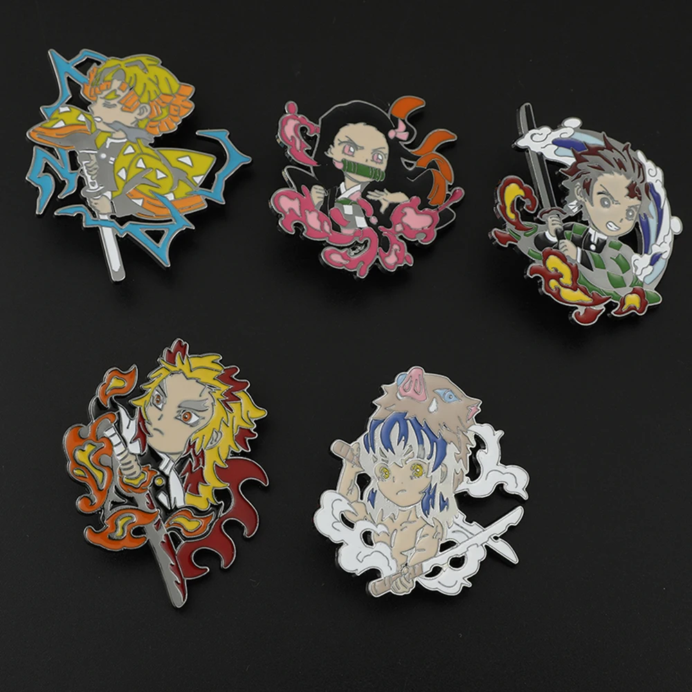 

Japan Anime Demon Slayer Metal Enamel Brooch Cartoon Kamado Nezuko Agatsuma Zenitsu Hashibira Inosuke Lapel Pin for Toy Gift