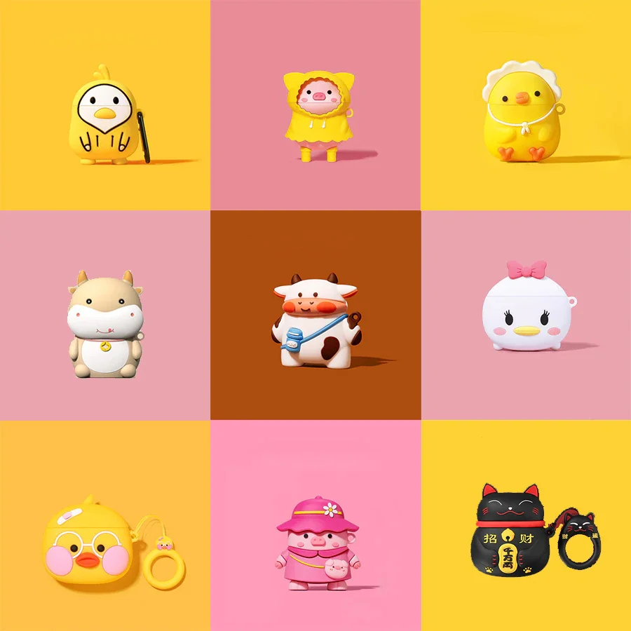 

Чехол для нового мультяшного наушника для AirPod 2 1 чехол 3D силиконовый чехол для наушников с зарядкой чехол для Airpods защитный мягкий чехол