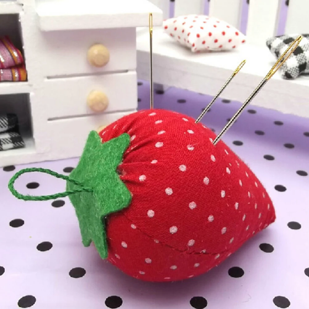 

1pc IY Tomato Strawberry Pin Inserter Pin Cushion Red Grids Needle Sewing Pin Cushion Wrist Strap Tool Handy Wrist DSewing Kit