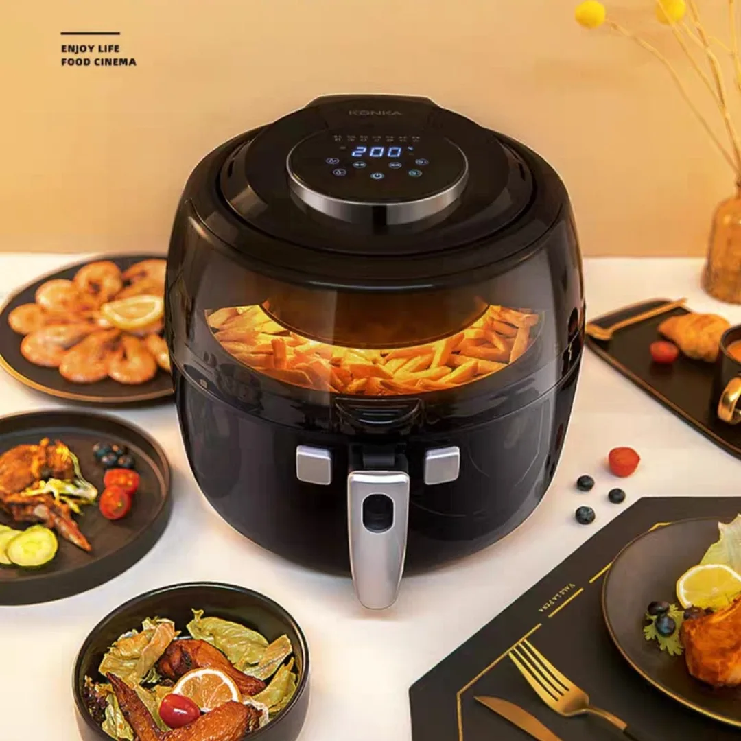 

2022 new 6.5L oil-free air fryer smart touch screen 360 degree stirring fryer safe power off fryer freidora de aire sin aceite