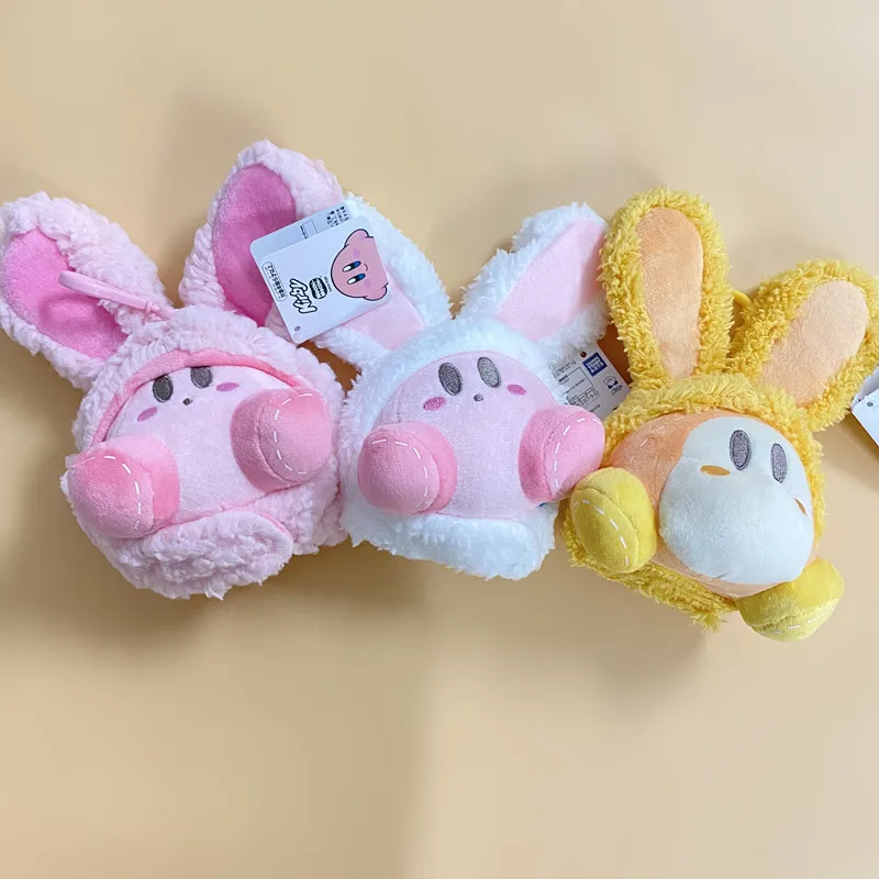 

Kawai Rabbit Ears Star Kirby Plush Doll Key Chain Pendant Kirby Peripheral Series Anime Hand Action Doll Pendant Kids Gift Toys