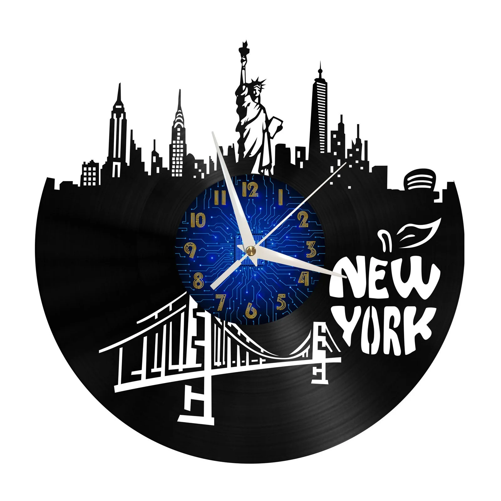 

New York Statue of Liberty Scenery 15 Vinyl Record Wall Clock for Kitchen Wall Decor Wall Art