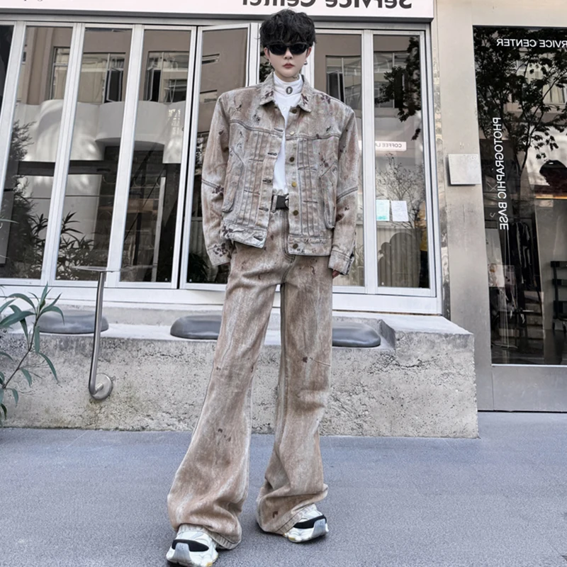 LUZHEN 2024 осенние комплекты джинсовых курток с каракулями прямые джинсы из двух