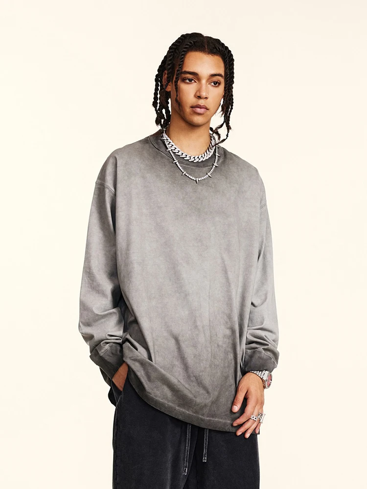 Однотонная градиентная рубашка с длинными рукавами мужская модная брендовая в