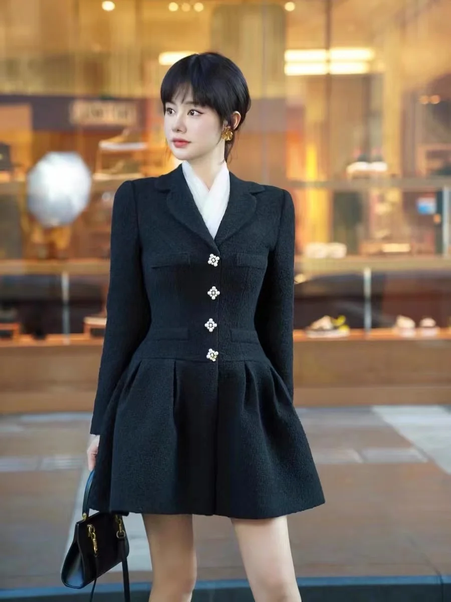 

Новинка Осень-зима 20223, трикотажное облегающее платье с шарфом и лацканами