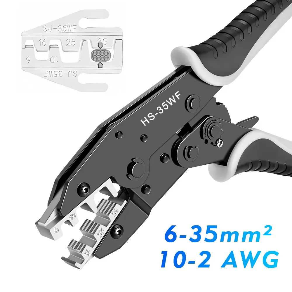 

Hs-35wf 10 15 25 35 мм 7-2awg Мини-щипцы для обжима Многофункциональные ручные инструменты Клеммы для трубок большого размера Обжимные клеммы Alicate 9 дюймов