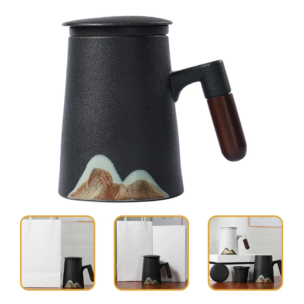 

1 Set Tea Filtering Cup Coffee Ceramic Mug Heat-resistant Tea Cup with Lid