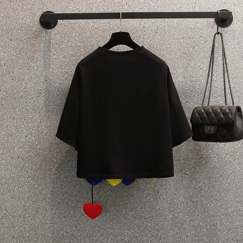 Женская хлопковая футболка с коротким рукавом круглым вырезом |