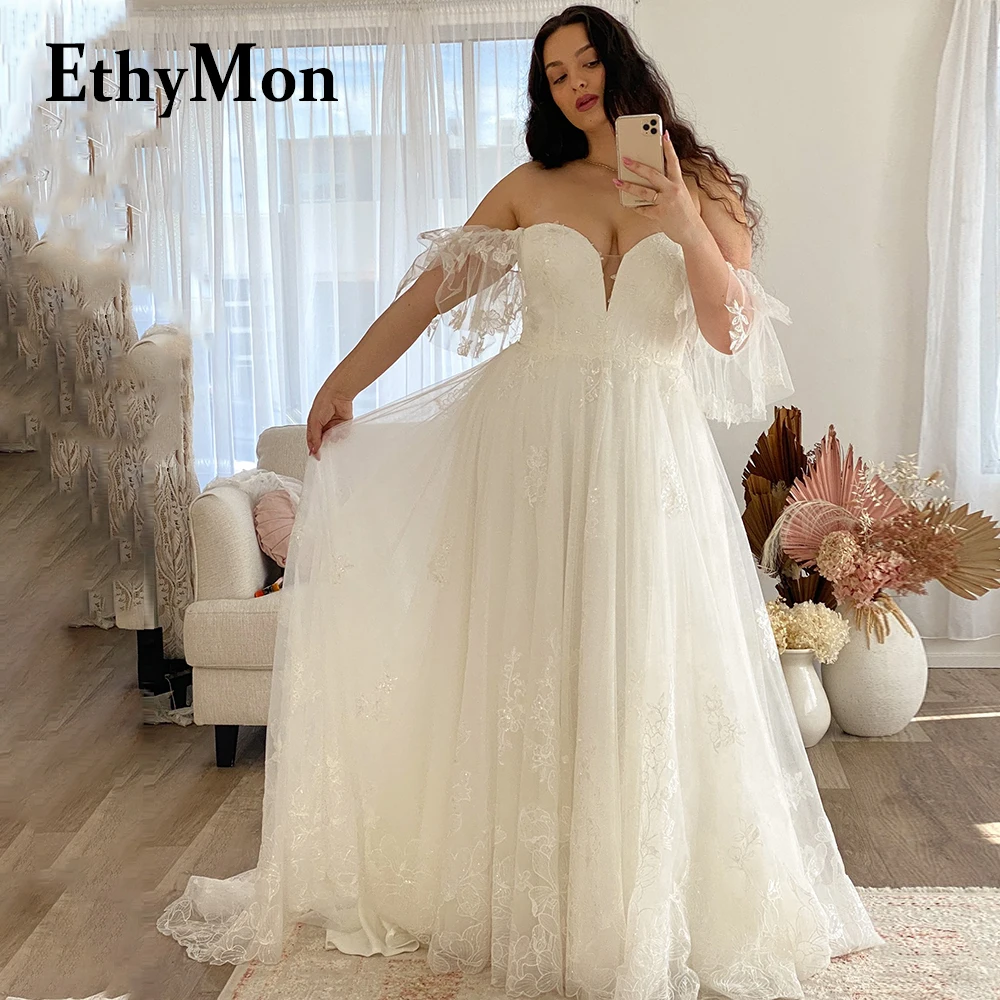 

Ethymon Sweetheart Lace Charming Tulle Sleeveless Wedding Dresses For Bride Robe De Soirée De Mariage Customised Pleat Appliques