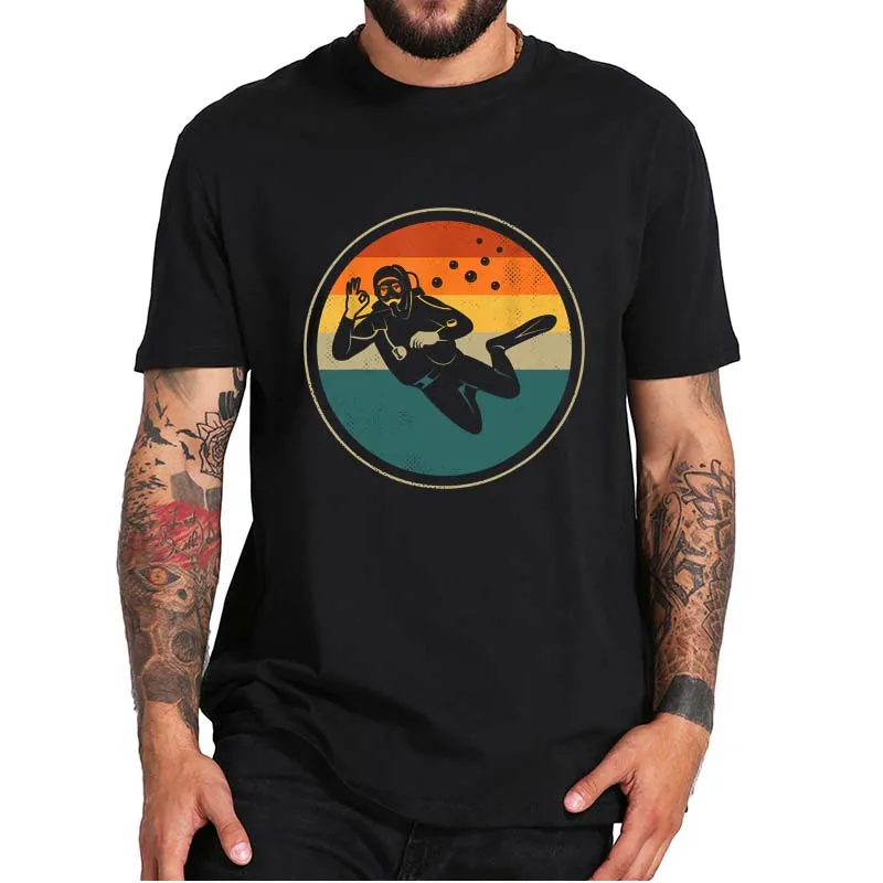 

Vintage Design Diving Funny T-Shirt Jumping Into Deep Water Sport Essential Unisex Tee Tops 100% Cotton Gift For Divers