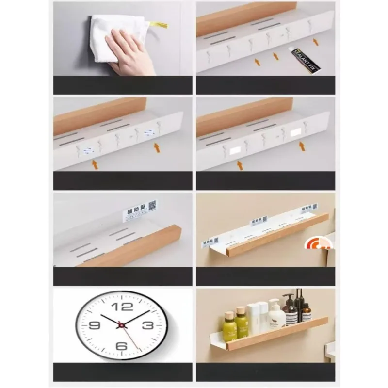 Log style solid wood bathroom shelf non-porous cosmetics sink countertop multifunctional toilet storage
