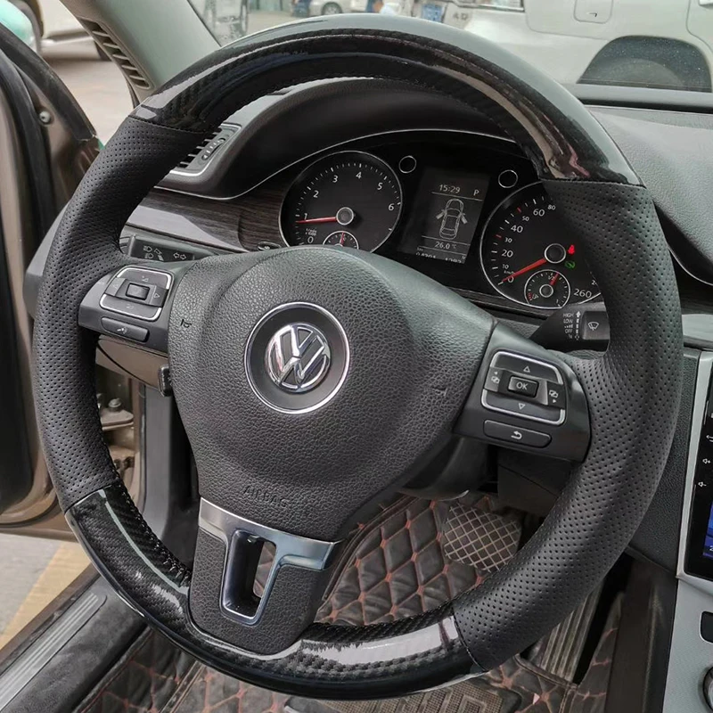 

Чехол рулевого колеса автомобиля износостойкое углеродное волокно для Volkswagen VW Golf Tiguan Passat B7 Passat CC Touran автомобильные аксессуары