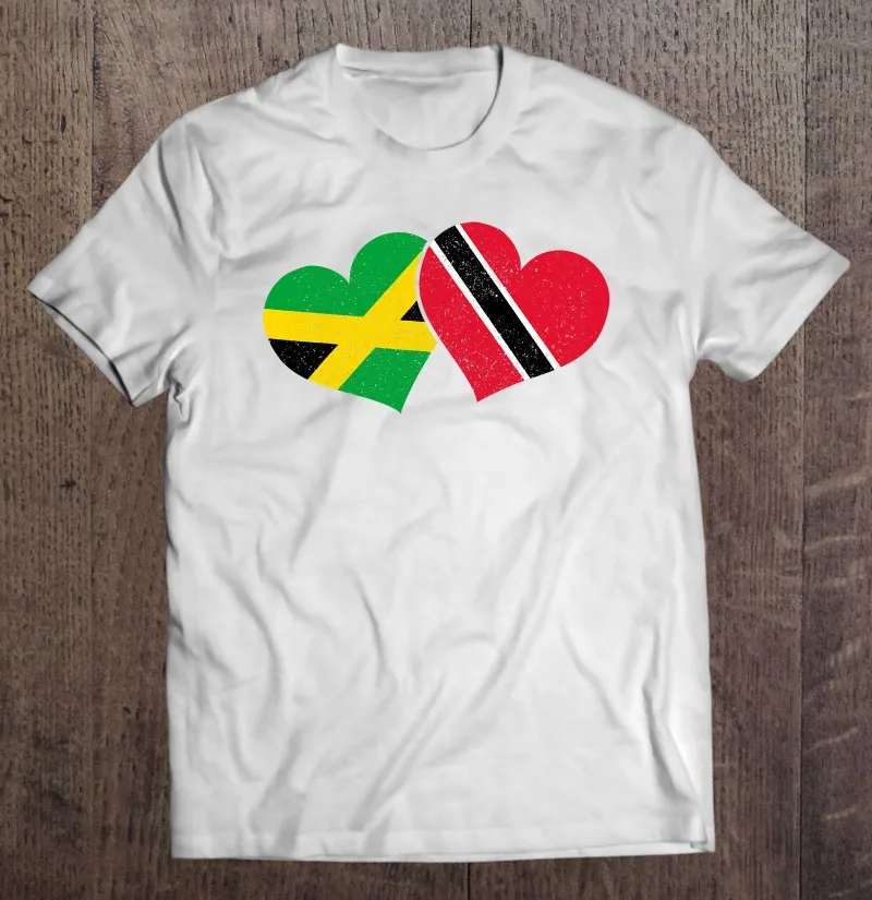 

Trinidad & Tobago Jamaica Trinidadian Flag Heart Pride T Shirt Clothes Men Clothes Men T-Shirts Man Manga Men's Cotton T-Shirt