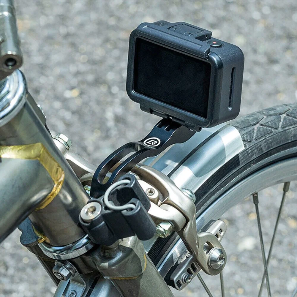 

Aluminum Alloy Bike Front Fork Light Bracket Black One Size Fits All Bicycle Lamp Extension Bracket Action Camera Base