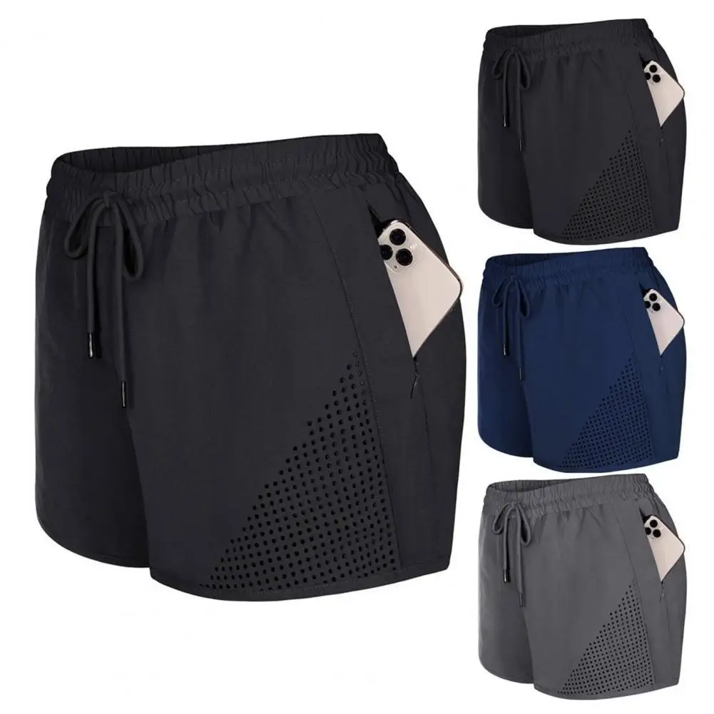 

Thin with Breathable Holes Elastic Waist Gym Running Shorts for Travel