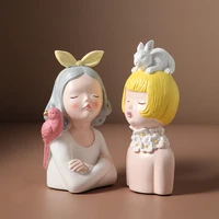 home decor resin fairy girl statues modern fashion sculptures home decoration figurines with birds ornaments room decor