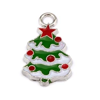 10pcs green enamel christmas tree charm pendant for jewelry making necklace diy accessories nm325