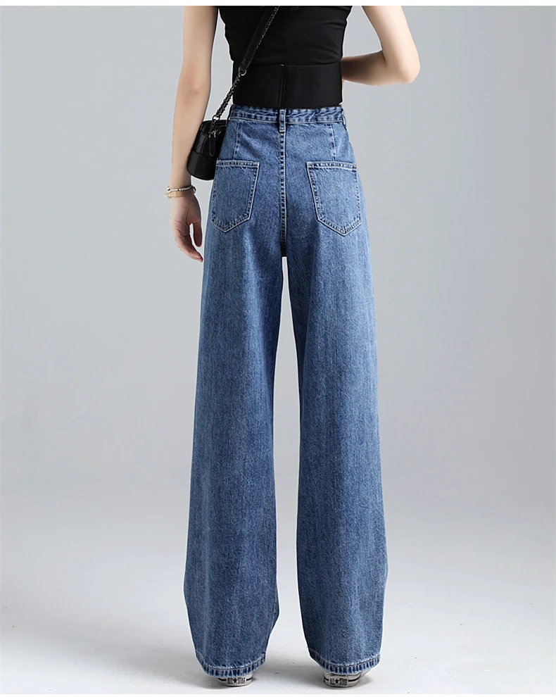 new spring autumn fashion casual brand female women girls high waist loose wide leg jeans