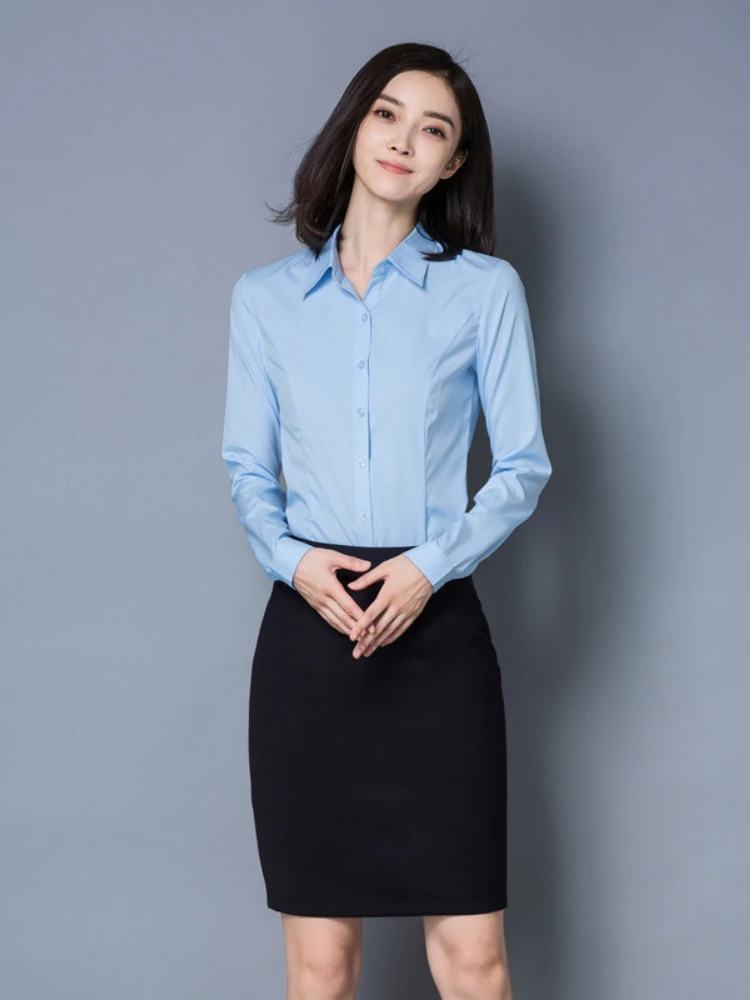 Women's Suit Lined in Spring and Summer 2022 New Solid Color Formal Shirt Commuter Simple Style Fit Professional Shirt