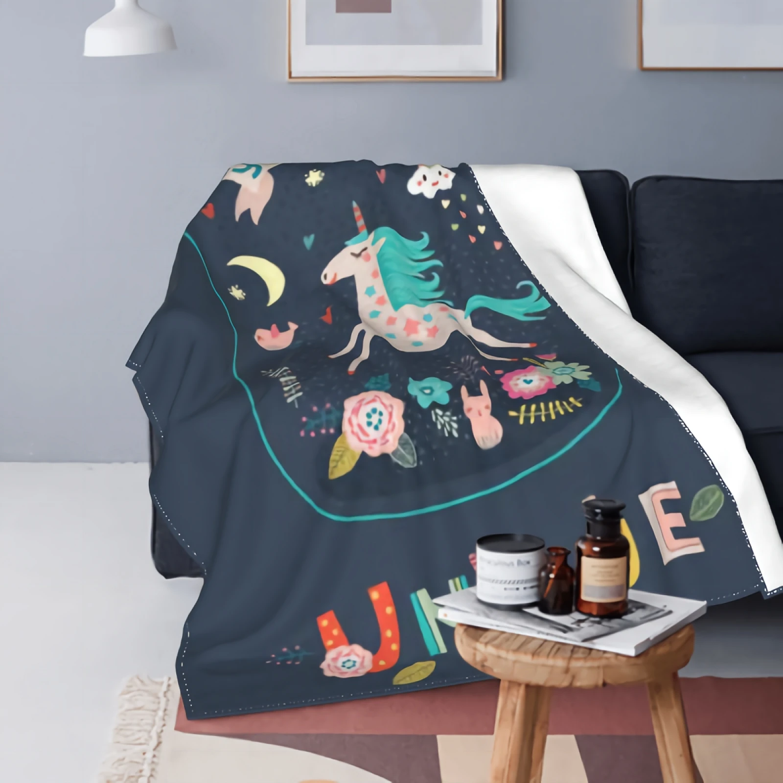 

Anyako You Are Unicorn Flannel Blanket Ultra-Soft Comfortable Colorful Unicorn Throw Blanket for Bed Sofa All Season 50"x40"
