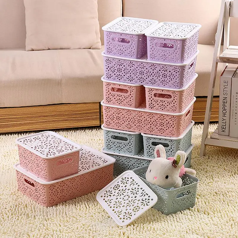 

Hollow Plastic Storage Box Underwear Basket Desktop Cosmetic Organizer Kids Toys Kitchen Home Container Bathroom Accessories