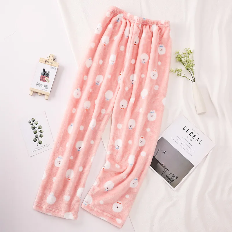 Autumn and Winter Sleeping Pants Fairy Warm Pants Flannel Pants Coral Velvet Home Pants Homewear Sleepwear