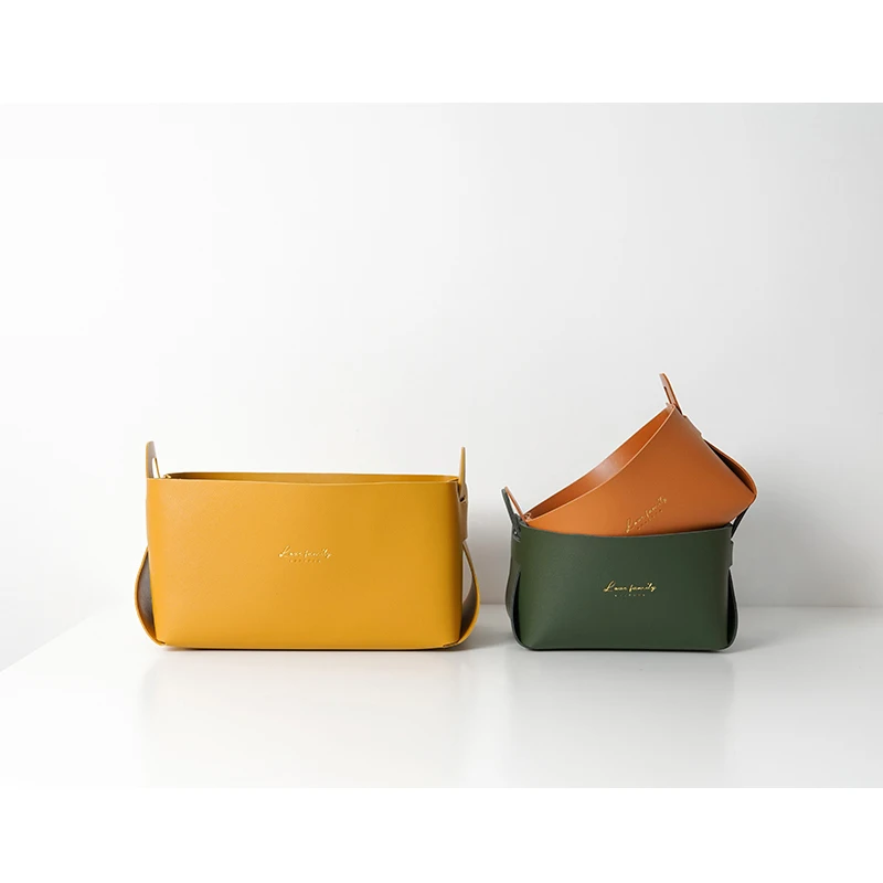 

Home Desktop Storag Box Nordic Ins Basket PVC Leather Ornaments FOR Snacks/Cosmetic/Key Fashion Creativity