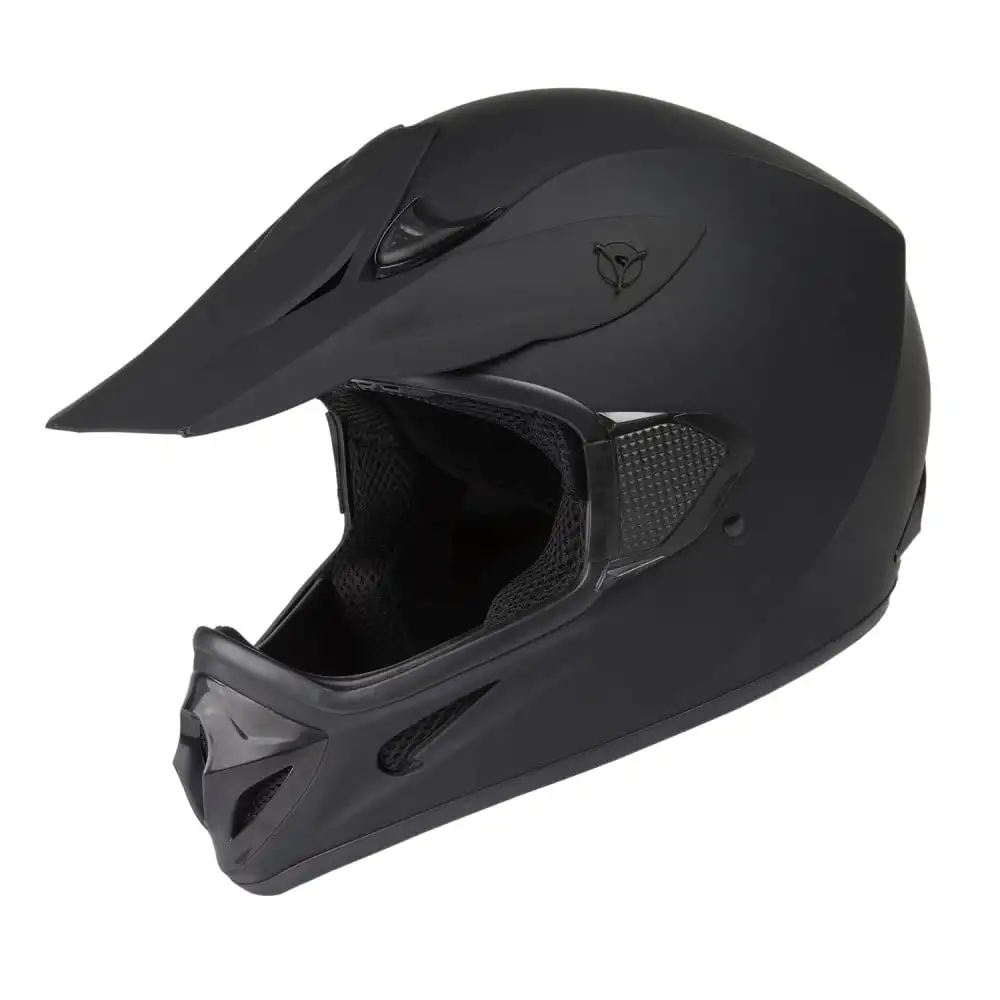

OLOEY Motocross RX1 MX Off-Road ATV Open Face Helmet DOT Approved - Matte Black - Med removable / washable liner